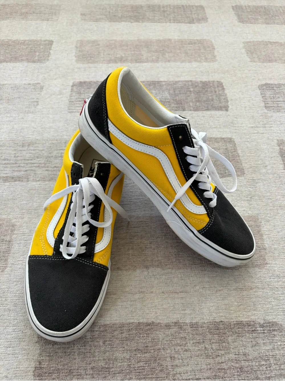 Vans Yellow, Grey and White Old Skool Low Top Sneakers